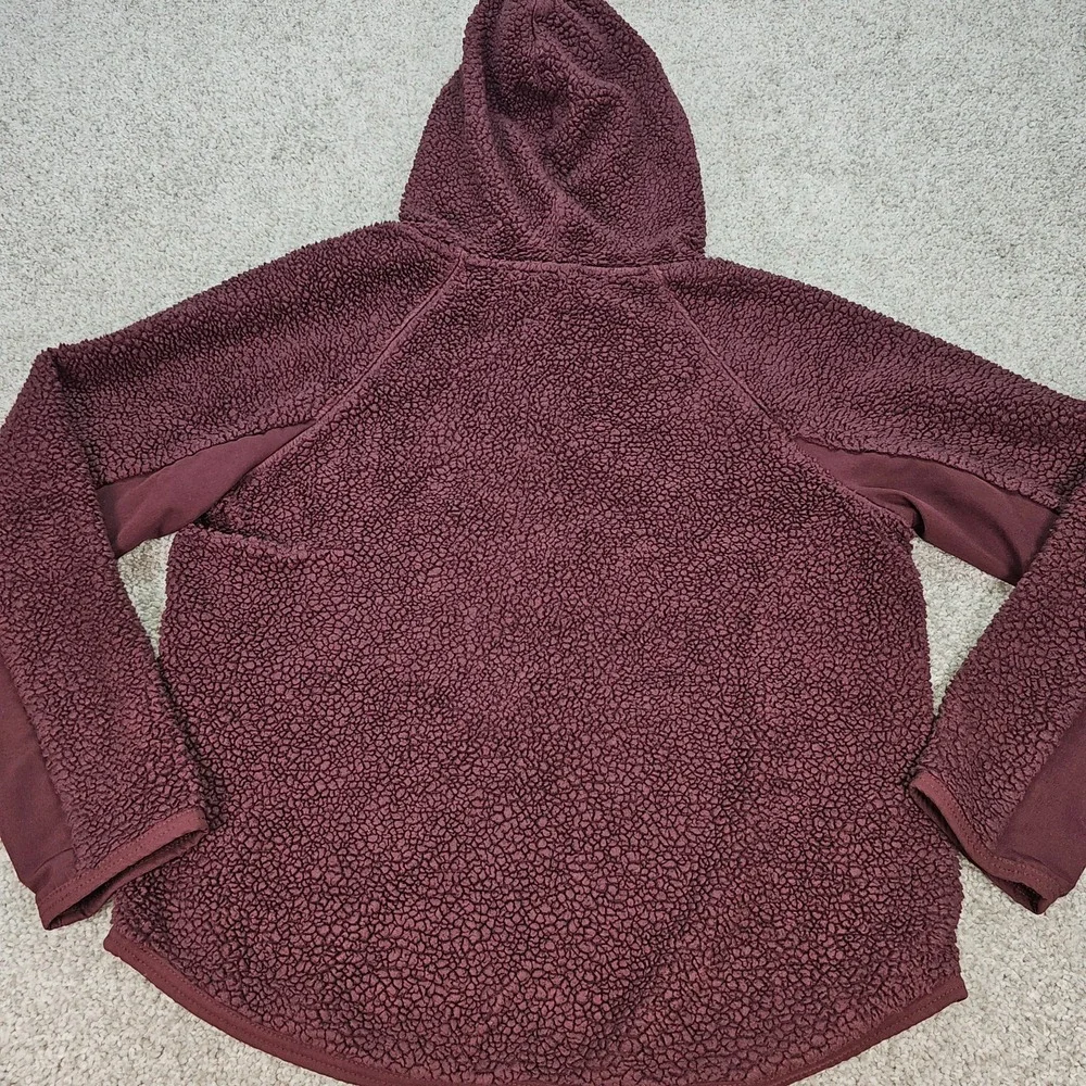 Nike Sherpa Fleece Hoodie Pullover‎ Burgundy Athletic Activewear Womens Sz Small